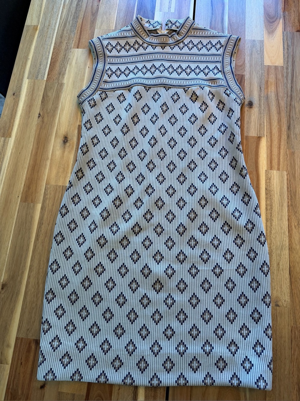 Vintage R&K Knits Geometric Mod Sleeveless Knit Dress Size 14